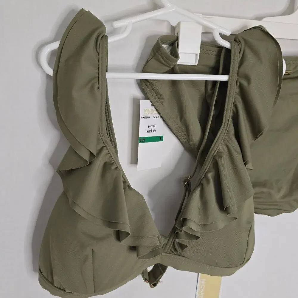 Michael Kors Safari Green bikini set NWT size Large